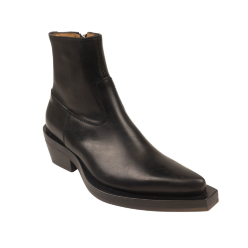 ION pointed leather ankle boots - black