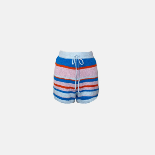 ALLISON NEW YORK ivy knit shorts in blue stripes