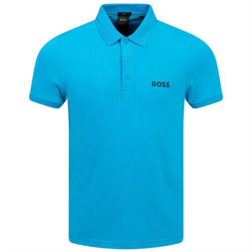 Hugo Boss mens paule cotton slim fit polo shirt, turquoise