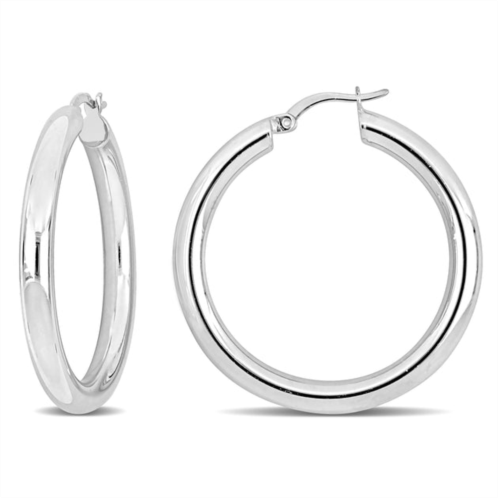 Mimi & Max 37x4mm hoop earrings in sterling silver