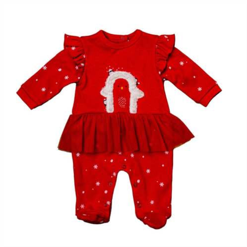 Andy Wawa red new year penguin ruffle babysuit