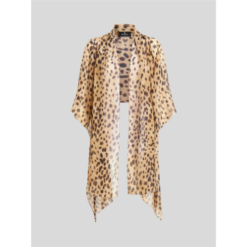 ETRO animalier pattern silk shrug shawl