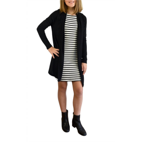 Area Code 407 girls duster cardigan in black