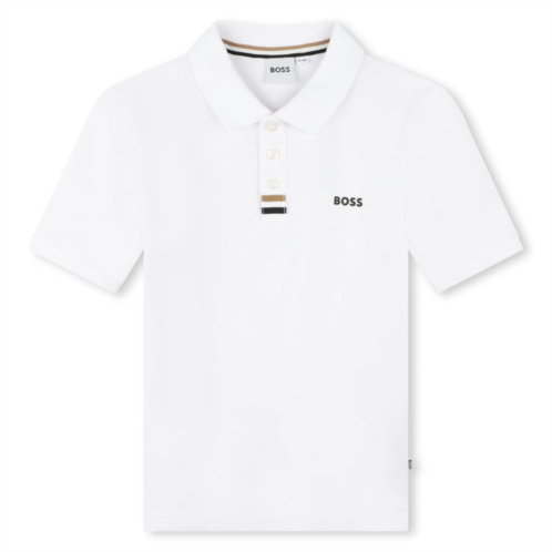 BOSS white logo polo