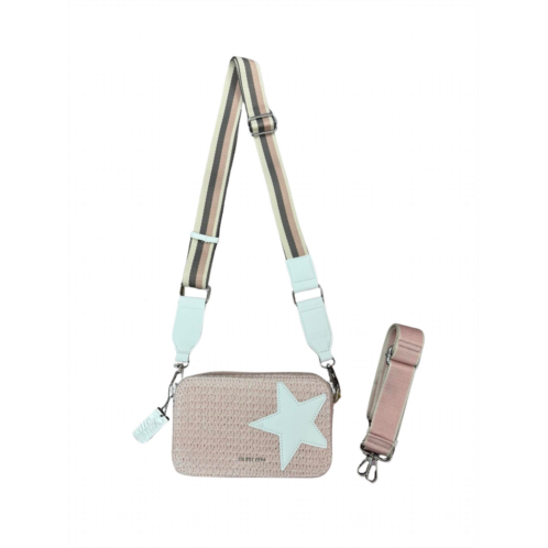 Vintage Havana womens meme mini handbag in pink rafia