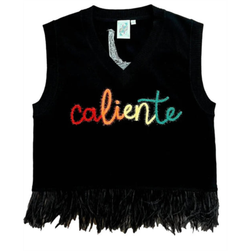 QUEEN OF SPARKLES caliente! feather tank in black