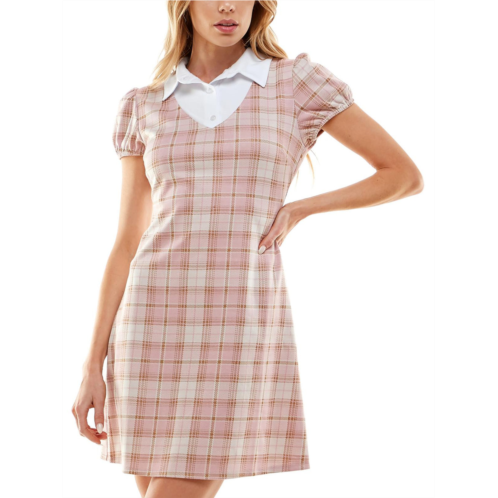 Planet Gold juniors womens plaid mini shirtdress