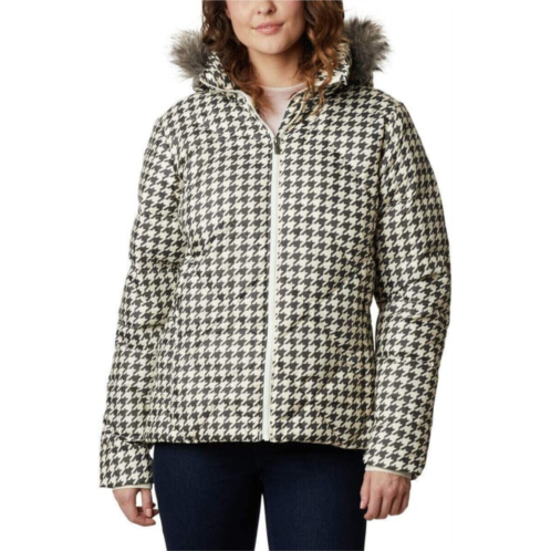 Columbia xl0629-192 womens chalk houndstooth icy heights ii down jacket xs ntf71