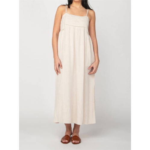 Dex linen blend midi dress in wheat