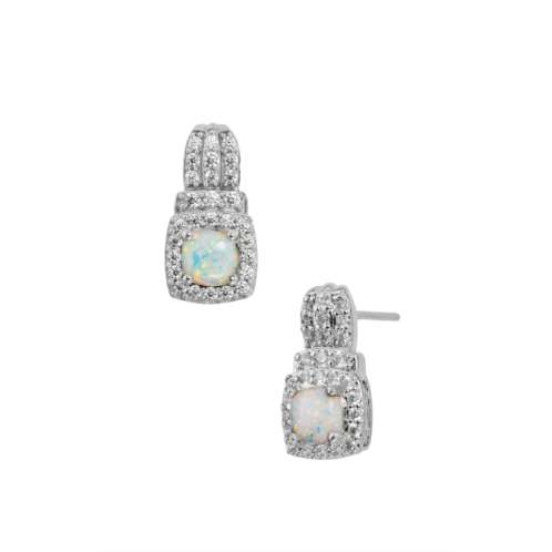 SAVVY CIE JEWELS rhodium plated opal and cz earrings
