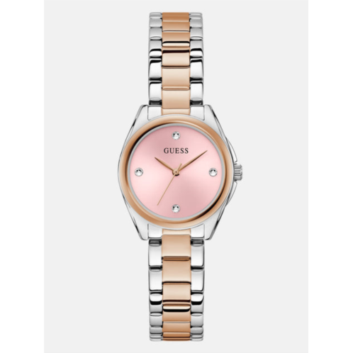 Guess Factory silver and rose gold-tone analog watch