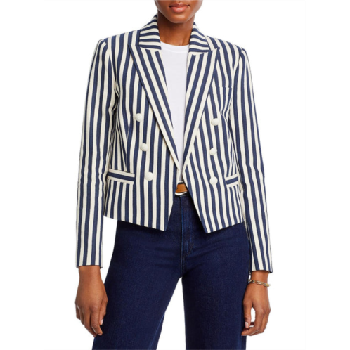 womens striped cropped double-breasted blazer