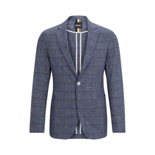 BOSS slim-fit micro-patterned jacket in checked serge