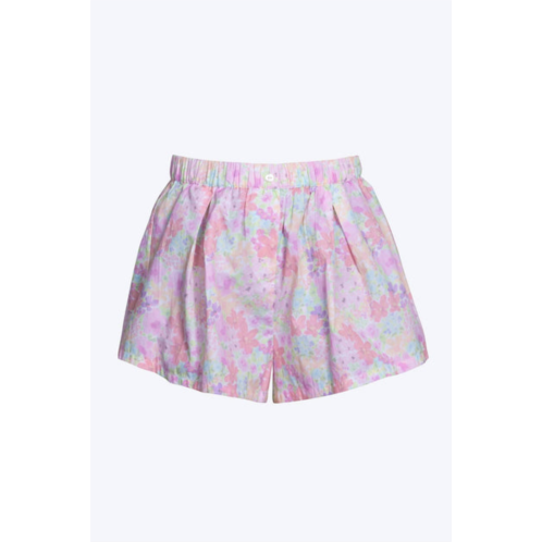 For Love & Lemons kennedy floral-print cotton-poplin shorts in pink multi