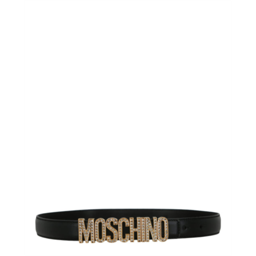 Moschino logo lettering leather belt