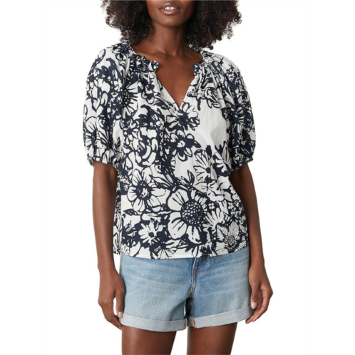 VELVET BY GRAHAM & SPENCER womens floral print v-neck blouse