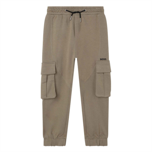 BOSS khaki green cotton joggers