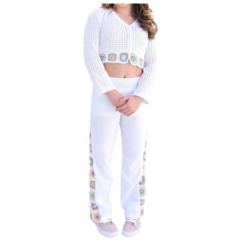 Flowers by zoe girls crochet pants in white