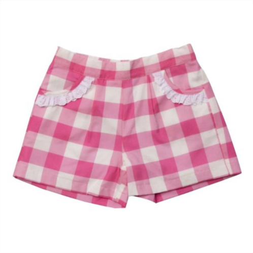 Sal & pimenta girls jam buffalo check short in pink