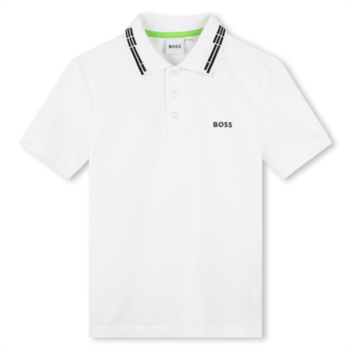 BOSS white logo polo