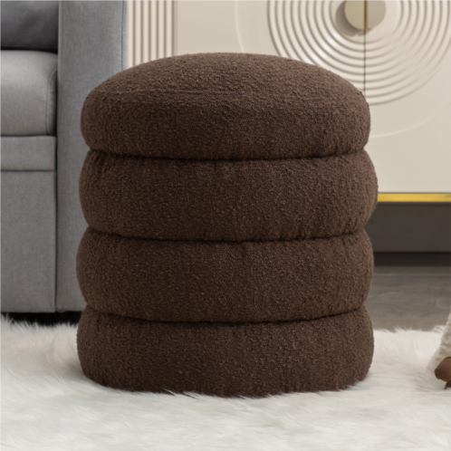 Streamdale Furniture streamdale soft boucle round ottoman footrest stool