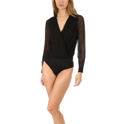 tasha silk bodysuit in black