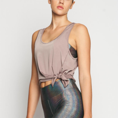 HEROINE SPORT silky wrap tank in taupe