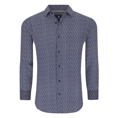 Tom Baine slim fit performance long sleeve geometric button down