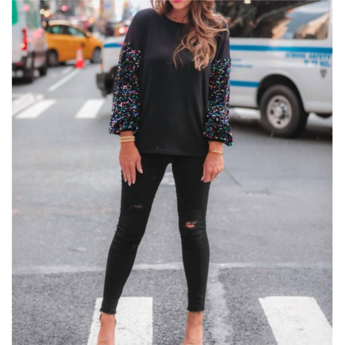 Jess Lea vegas lights sequin top in black