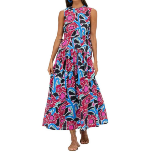 Oliphant sleeveless piped maxi dress in umbria blue