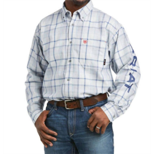 ARIAT logo work shirt in white multi plaid