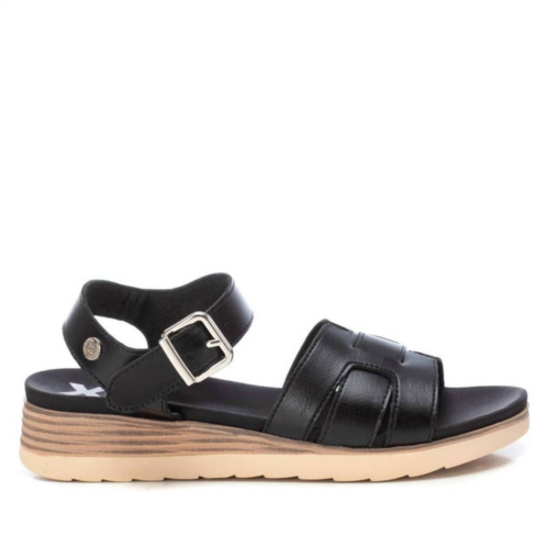 Xti womens wedge sandals in black