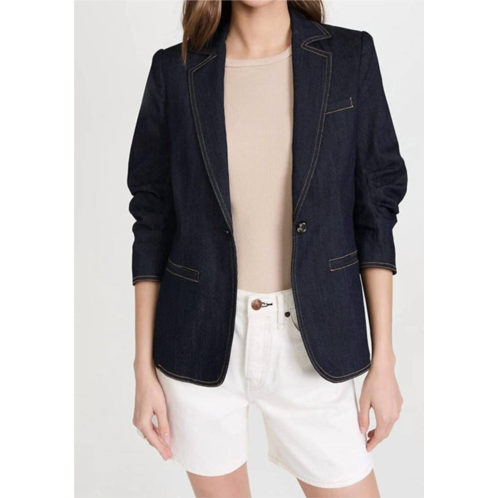 Cinq a sept women khloe single button stylish sleeve denim blazer in indigo