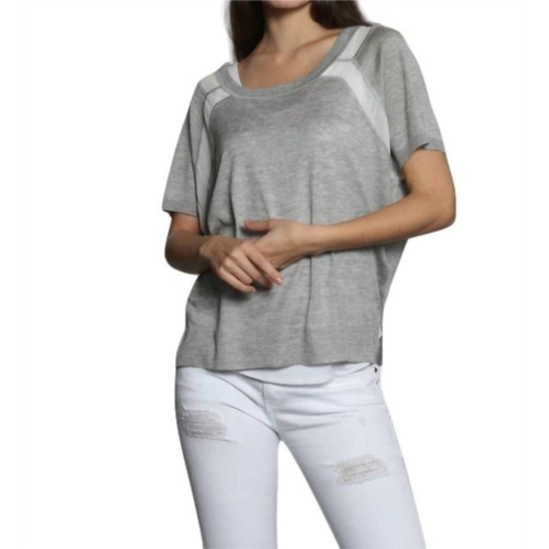 LABEL+thread sheer trim scoop top in grey