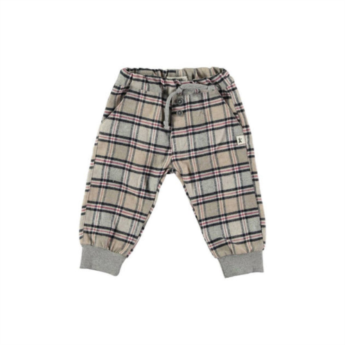 Petit Indi tartan plaid pants in beige