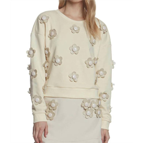 Stellah flower applique sweatshirt in white