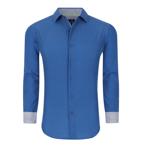 Tom Baine slim fit performance long sleeve geometric button down