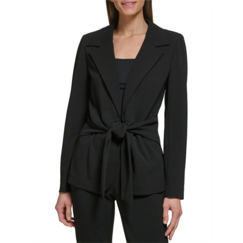 DKNY womens peak lapel tie front suit jacket