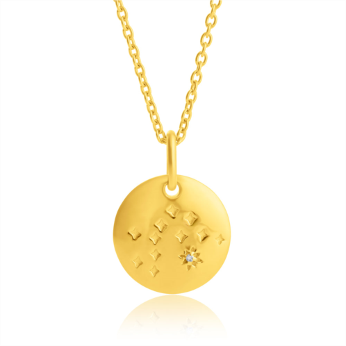 MAXCOLOR vermeil gemini zodiac pendant necklace with white sapphire accents