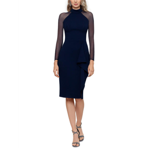 Betsy & Adam womens illusion long sleeve midi dress