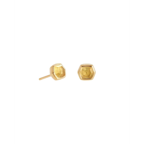 Kendra Scott womens davie 18k gold vermeil stud earrings in light citrine