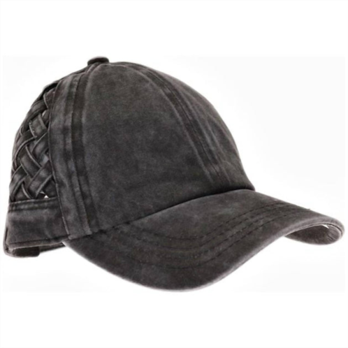 C.C BEANIE womens basket woven criss cross pony cap in black