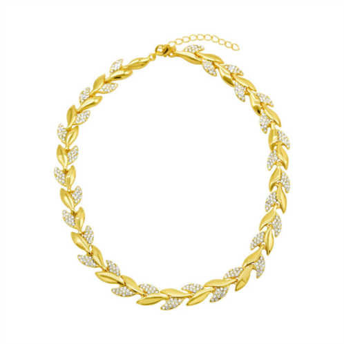 Adornia 14k gold plated crystal leaf necklace