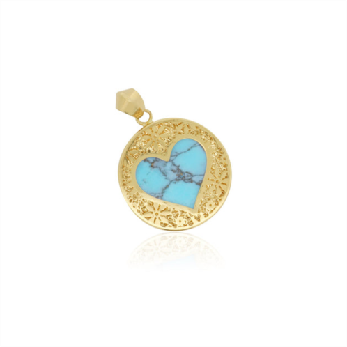 The Lovery marbled turquoise lace heart charm