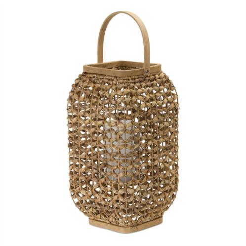 HouzBling lantern 21.5h wicker/glass