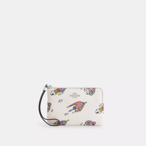 Coach Outlet cosmic coach corner zip wristlet with rocket print