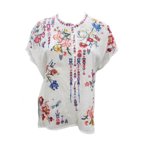 Johnny Was womens gardenia blouse in white