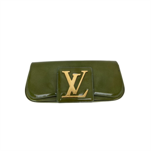 LOUIS VUITTON patent leather sobe green clutch