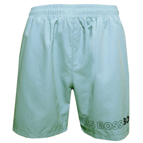 Hugo Boss mens dolphin swim trunks, light pastel blue