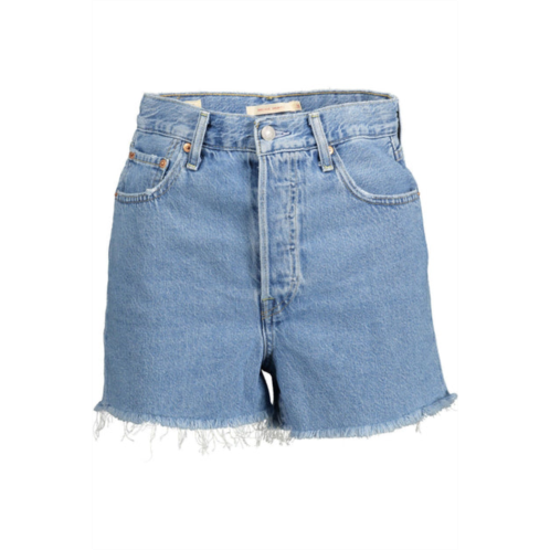 Levi chic fringed hem blue shorts in womens blue